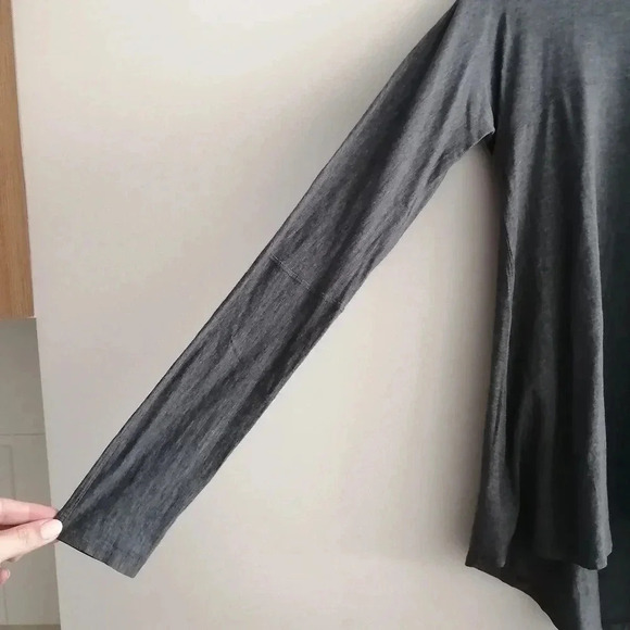 Lululemon Acadia Grey Long Sleeve Pima Cotton Hi Low Flare Flowy Hem Small - Picture 8 of 15